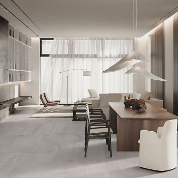 店舗 床タイル ブルー&ホワイト