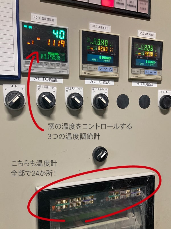 トンネル窯の制御盤