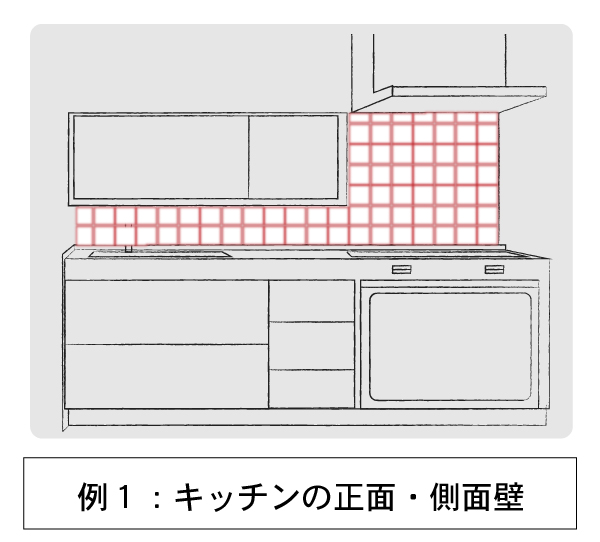 例1:キッチンの正面・側面壁