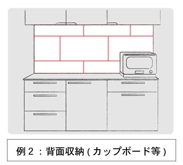 例2:背面収納(カップボード等)