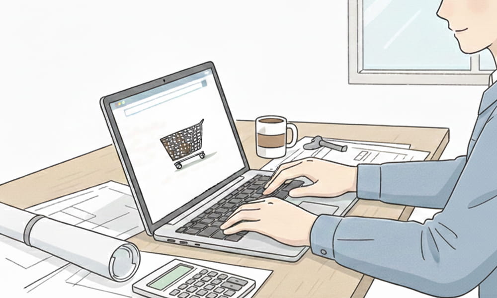 施工業者がWEB発注を行っている様子