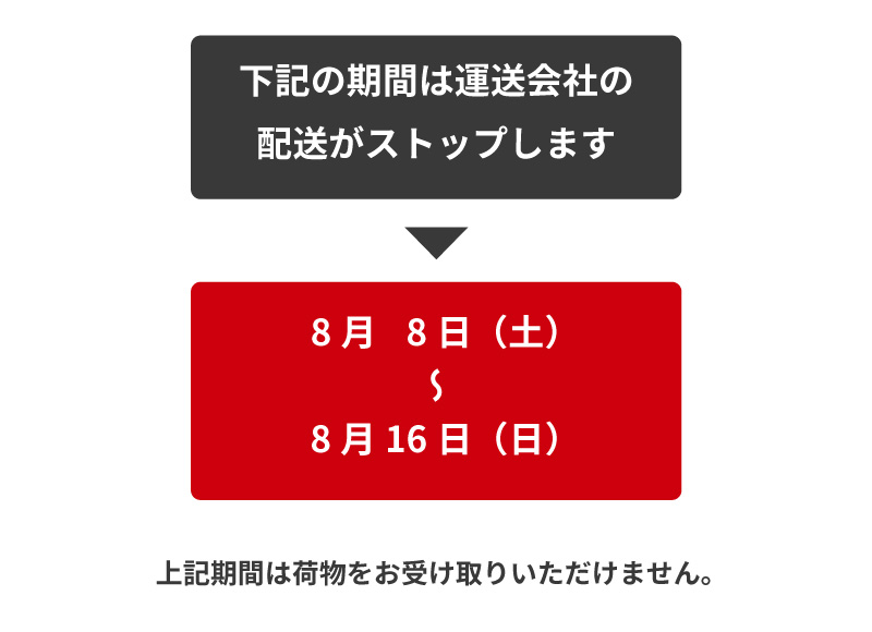 8月8日～8月16日は運送会社の配送がストップします
